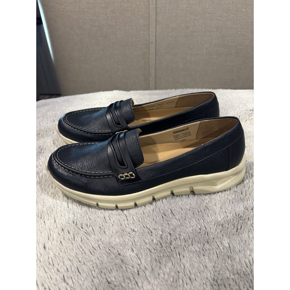 Andrea Loafers Navy Blue Synthetic Leather Size 9 NIB